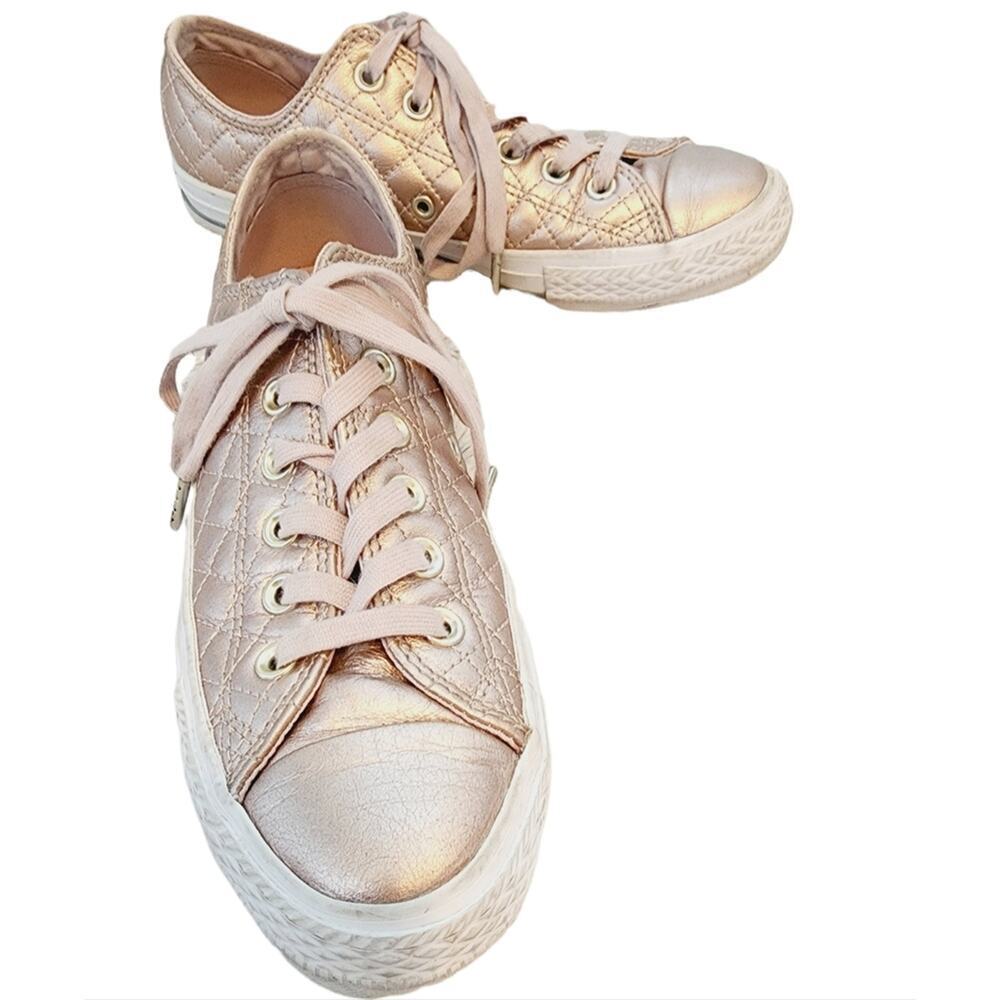 CONVERSE ALL STAR QUILTED METALLIC TAUPE ATHLETIC SHOE SIZE 7.5